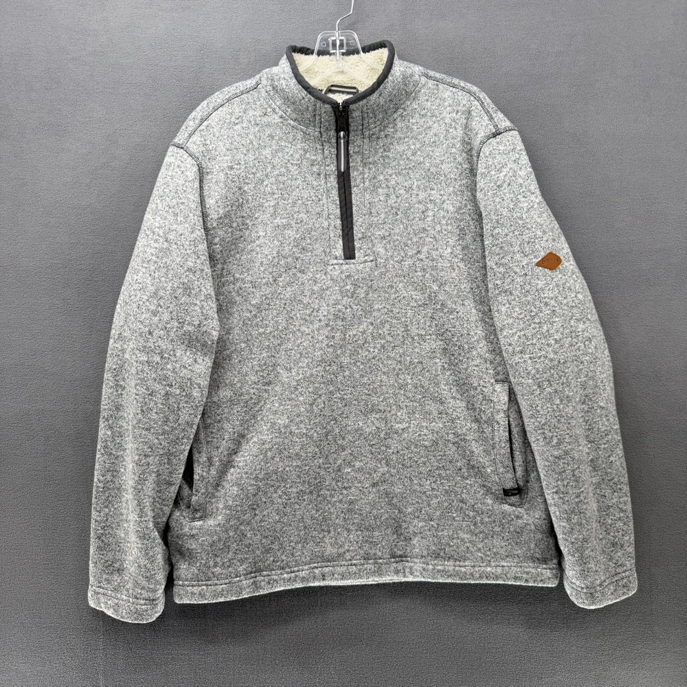 Orvis Quarter Zip Sweater Mens Grey Marl Sherpa Lined Knit Pullover Size M